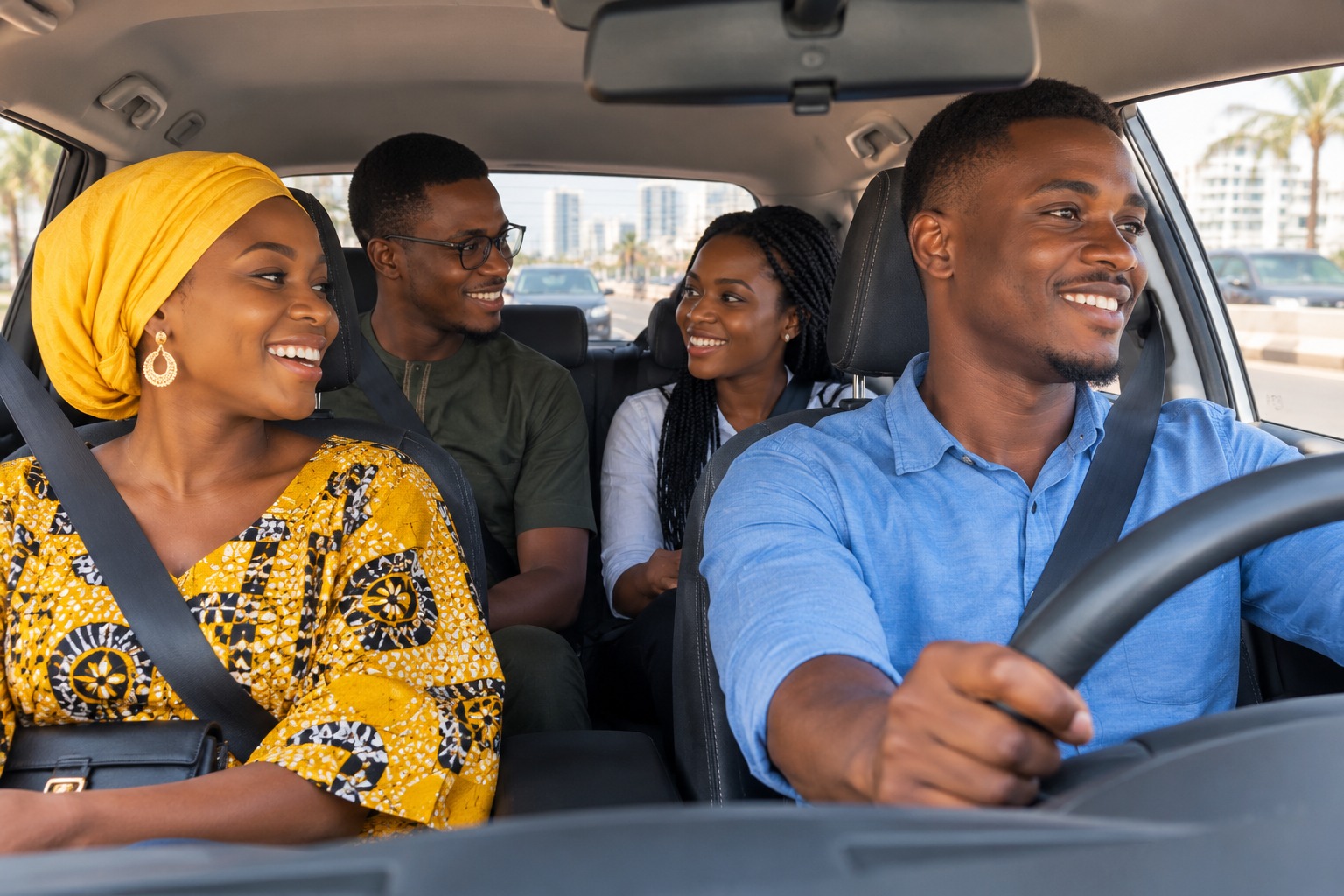 Chauffeur VTC Yonimako avec ses passagers en ville